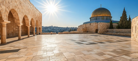 Ancient Arches and Golden Dome Architectural Splendor of The Dome of the Rock, Jerusalemの素材