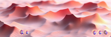 Peach And Yellow Abstract Monochromatic Pattern, 3D Low Profile Design Element With Wave Textureの素材