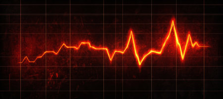 Glowing Red Heartbeat Line On A Dark Background, Symbolizing Life, Health, And Vitalityの素材