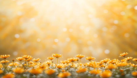 Sun-Drenched Meadow, a Vibrant Panorama of Blooming Yellow Dandelion Flowers in Bright Sunlightの素材