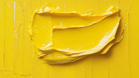 Vibrant Yellow Paint Stroke, Layered Brush Texture, Graphic Style, Even Lighting, Flat Colorの素材