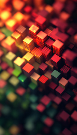 Vibrance of Color Abstract 3D Cubes in Rhythmic, Flowing Pattern with Vivid Color Paletteの素材