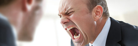 Angry Boss Yelling At Employee, Office Conflict, Workplace Stress, Aggressive Behaviorの素材