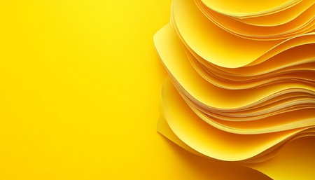 Abstract Background, Yellow Paper Sheets, Smooth Curves, Geometric Shapes, Minimalist, Modern Designの素材