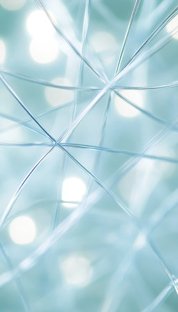 Abstract Tech Background, Delicate Network of Intersecting Lines, Blue and White Tonesの素材
