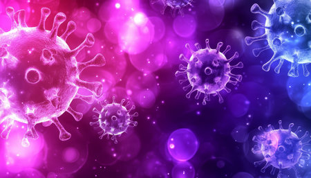 Abstract Background with Microscopic Viruses and Bacteria, Artistic Rendition with Bokehの素材
