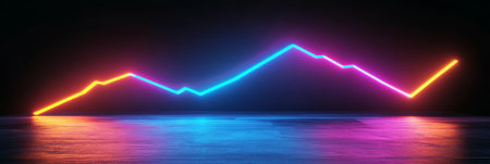 Abstract Neon Chart Line on Dark Background Representing Growth and Success with Vibrant Colorsの素材