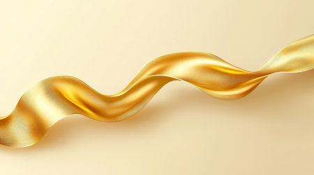 Golden Wave. Abstract Wavy Silk or Satin Fabric for Background, Texture. Vector Illustration.の素材