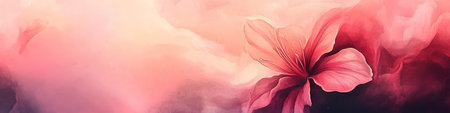 Delicate Pink Flower on Pastel Watercolor Background, Ethereal Glow, Soft Light, Abstract Floral Artの素材