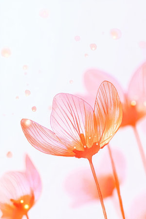 Gentle Apricot Watercolor Floral Illustration, Simple Texture Design Element, Calm Backgroundの素材