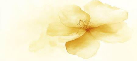 Subtle Yellow Watercolour Flower, Soft and Delicate Floral Design Element, Pastel Illustration,の素材