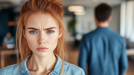 Office Tension Woman s Frustration As Colleague Invades Space, Potential Workplace Conflictの素材