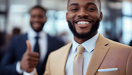 Successful Business Partnership Close-Up of Confident Businessman, Indoor Office Settingの素材