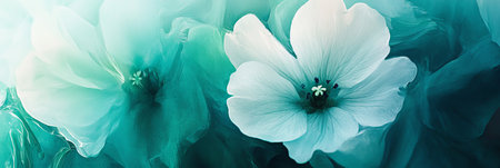 Abstract Floral Background, Airy Watercolor Forget-Me-Nots in Teal Blue and Mint Greenの素材