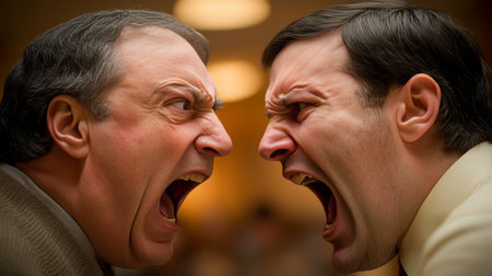 Aggressive Confrontation Intense Argument Between Boss and Employee, Workplace Conflict and Stressの素材