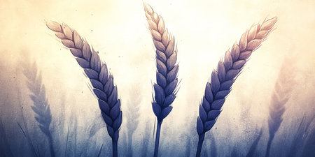 Pastel Lavender Watercolor. Intricate Plant Outlines, Wheat Field, Subtle Shadows, Dreamy Aestheticの素材