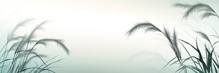 Elegant Line Drawing Of Wheat On A Seafoam Green Watercolor Background, Light And Airy, Pastel Styleの素材