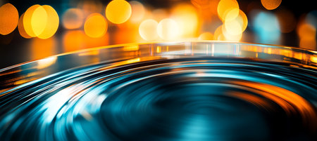 Abstract Visual Rhythm. Vibrant Teal, Bright Tangerine, Violet Colors Ripple Like Water.の素材