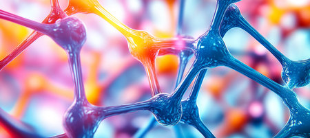 Intricate Patterns of Vibrant Neon Yellow and Cobalt Blue, Microscopic Abstract Geometric Designの素材
