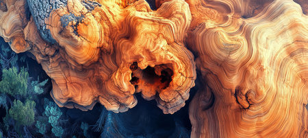 Wavy Wood Grain Texture Background With Smooth, Warm Color Tones, Abstract Wooden Patternの素材