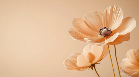 Delicate Apricot Wildflowers on a Soft Pastel Background, Watercolor Style, Gentle Feel.の素材