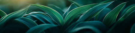 Lush Green Leaves Close-up of vibrant foliage, Highlighting Intricate Veins and Natural Textures.の素材