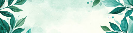 Mint-Green Watercolor Texture With Detailed Branches, Tranquil Spring And Summer Design Elementの素材