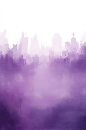 Abstract Cityscape In Shades Of Lilac, Watercolor Illustration With Light Wash For Background, Printの素材