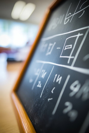Close-Up View of a Chalkboard with Mathematical Equations and Formulas Written on It s Surfaceの素材