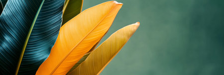Tropical Green And Gold, Vibrant Botanical Photography, Detailed Natural Forms, Studio Still Lifeの素材
