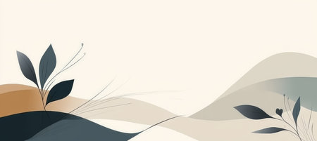 Minimalist Design With Abstract Floral Elements And Soft Curves On A Neutral Backgroundの素材