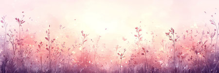 Elegant Abstract Lavender Dream Golden Hour Serenity with Soft Focus Herbs and Whimsical Botanicalsの素材