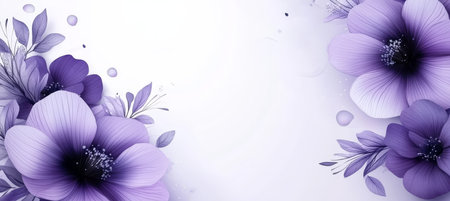 Soft, Elegant Violet Watercolor Floral Border with Scattered Petals and Serene Atmosphereの素材