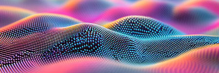 Abstract Kinetic Energy Background. Vibrant Color Palette of Magenta, Blue Green, Orangeの素材