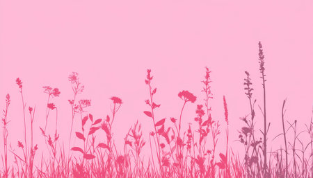 Pastel Pink Floral Background, Hand Drawn Plants, Small Flowers, Subtle Shades, Light, Airy, Elegantの素材