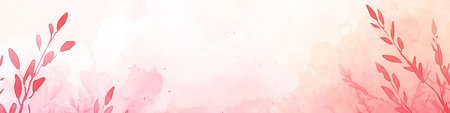 Delicate Rose Pink Watercolor Background, Elegant Line Art Wildflowers, Dreamy Peaceful Designの素材