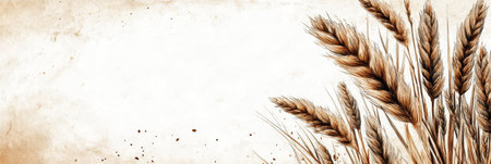 Watercolor and Ink Drawing of Tall Grasses on a Pastel Orange Background, Gentle and Artistic Styleの素材