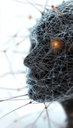 Abstract Illustration Of A Digital Brain With Network Connections, Artificial Intelligence Concept.の素材