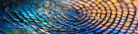 Abstract Close-Up Of Iridescent Coppery-Blue Tile Pattern With A Shallow Depth Of Fieldの素材