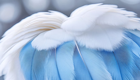 Soft Blue and White Bird Feathers, Texture Background for Valentine s Day, Love, Romanceの素材