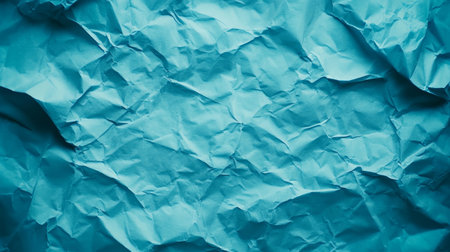Crumpled Paper Texture Background, Blue Turquoise Wrinkled Paper, Abstract pattern, Full Frameの素材