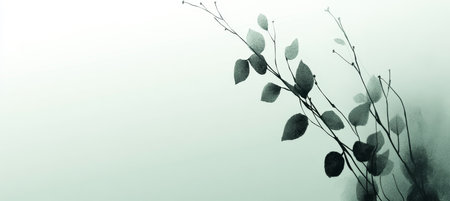 Delicate Mint Green Floral Watercolor Minimalist, Elegant Botanical Background with Tranquil Vibesの素材