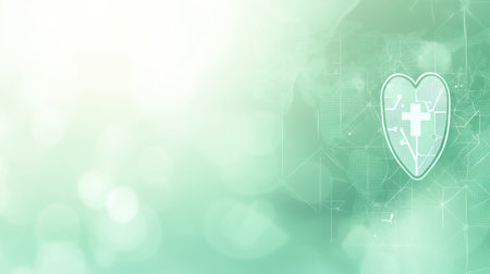 Soothing Green Healthcare Background, Abstract Medical Symbols, Blurred for Calming Effectの素材