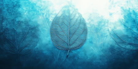 Watercolor Turquoise Background With Intricate Detailed Foliage Drawing, Minimalistic Designの素材