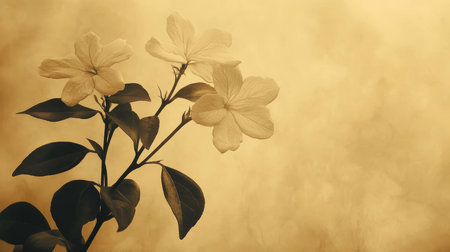 Pale Yellow Floral Background, Minimalist Nature Design with Delicate Blossoms and Soft Gradientの素材