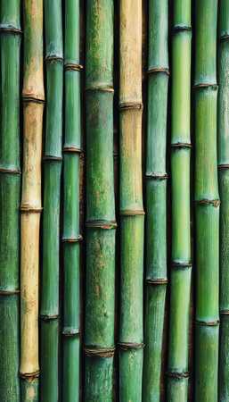 Green Bamboo Stalks Texture Background, Natural Eco-Friendly Material Pattern For Design.の素材