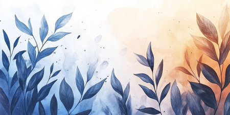 Watercolor Delicacy Abstract Swirls, Light Strokes of Plants create Captivating Patternの素材