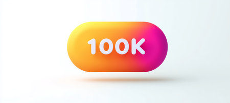 3D Render Of A 100,000 Or One Hundred Thousand Subscriber Social Media Notification Buttonの素材
