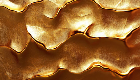 Golden Textured Background, Metallic Sheet, Light Highlights, Smooth Forms, Clear Structureの素材