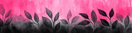 Pink And Grey Watercolor Background With Beautiful Floral And Leaf Silhouettes, Gentle Pastel Colorsの素材